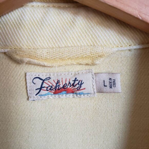 Faherty Sunny Oversized Organic Cotton Blend Shacket Washed Yellow Women's Large - Picture 2 of 10